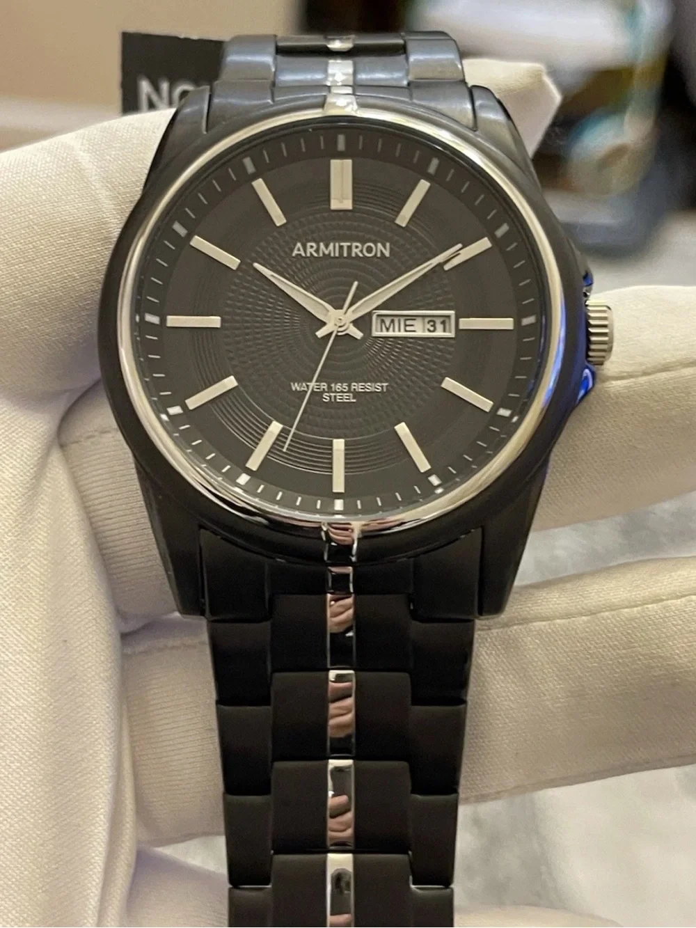 Armitron 20/5281BKTB Men's Day/Date Function Black Stainless Steel 46mm Watch
